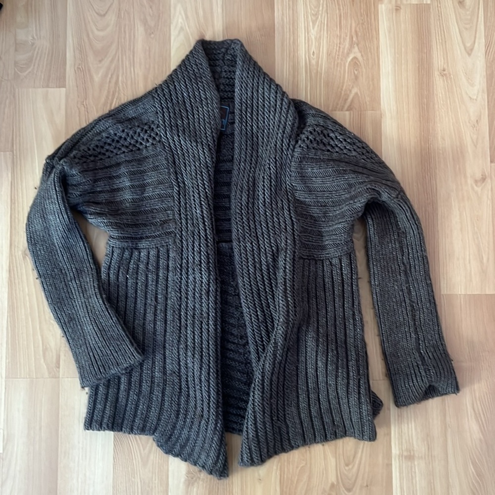 Charcoal Knit Women's Open Cardigan